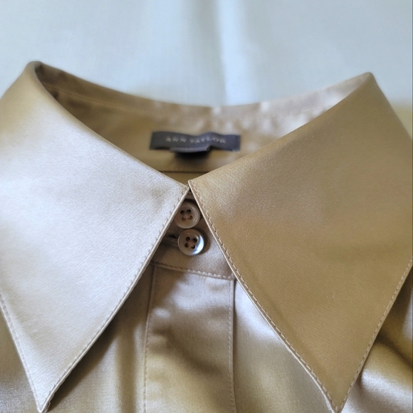 NWOT Vintage Ann Taylor Silk Blouse, Long Sleeve with French Cuff, Size 8 - Picture 4 of 15